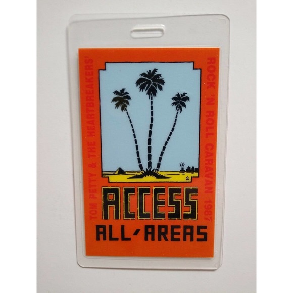 Tom Petty And The Heartbreakers Backstage Pass Laminated Original 1987 Caravan - Picture 1 of 3